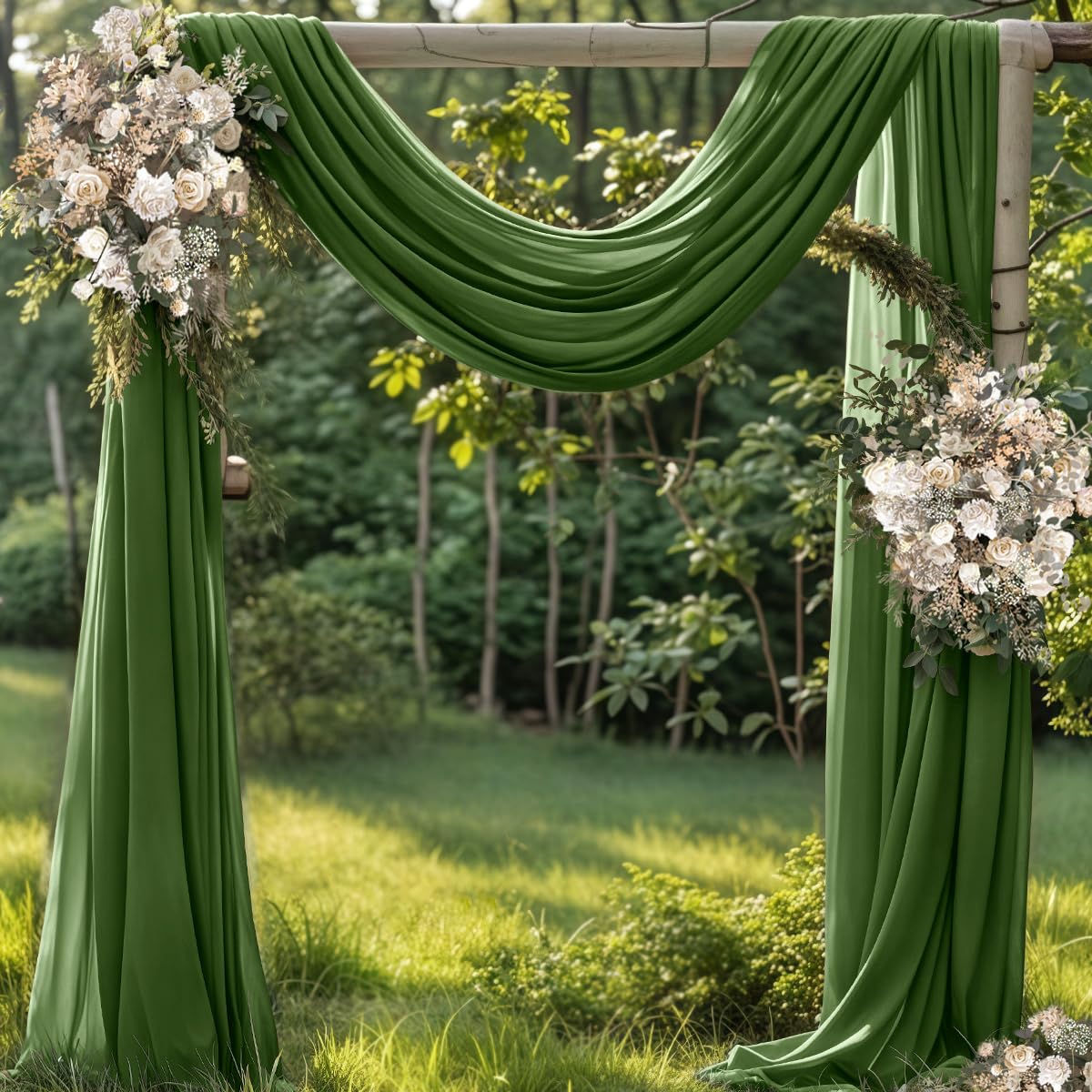Olive Green Sheer Gauze Drapes