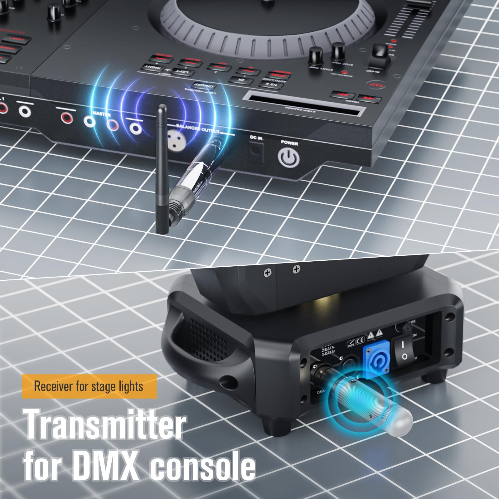 UKing Wireless DMX Controller mit Boxen, DMX512 Transmitter/Empfänger LED Lighting Controller, Stabiler Aufbewahrungskoffer