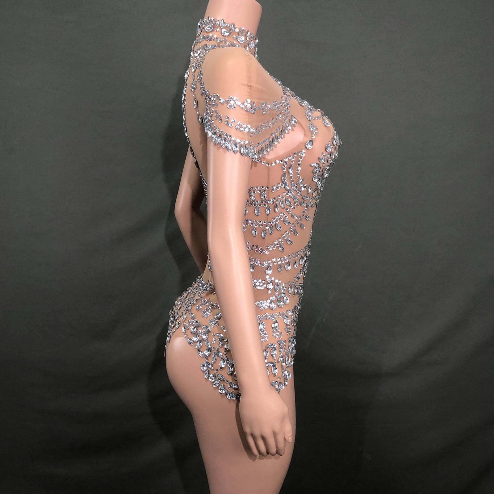 Body de diamantes de imitación con purpurina, disfraz de Drag Queens, body de baile para mujer, leotardo de bailarina