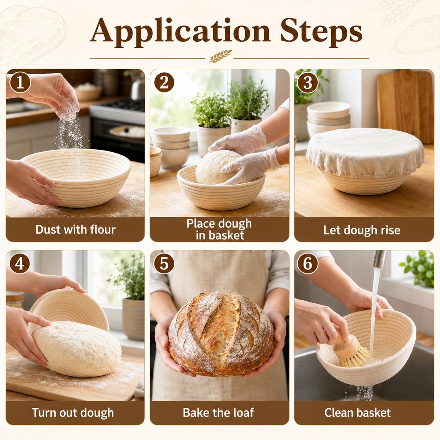Sauerteig Starter Set mit Gärkörbchen (2 Stück, 25cm), Gärkorb Brot Brotbackzubehör Mit Sauerteig Starterglas, Sauerteigbrot Starter Set, Komplettes Brotbackset für Anfänger & Bäcker