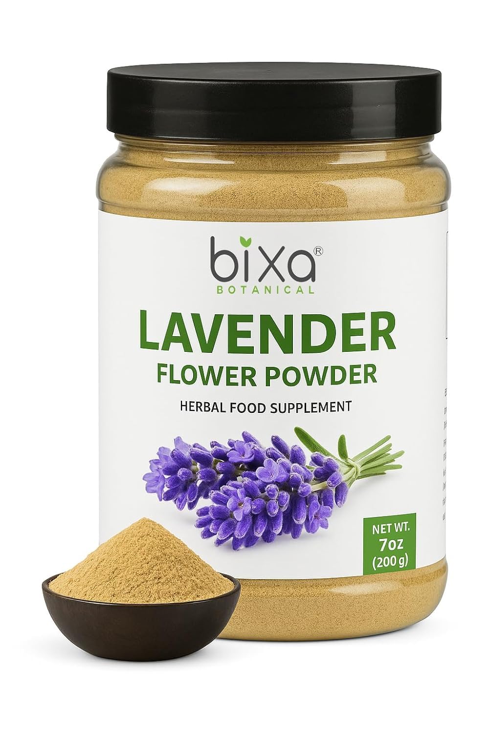 bixa BOTANICAL Lavender Powder for Drinks|Lavandula angustifolia|Lavender for Coffee, Baking, Lattes, Smoothies & Tea|Edible Culinary Powder|100% Pure,Non GMO, 140+ Years of Herbal Heritage, 200g/7oz