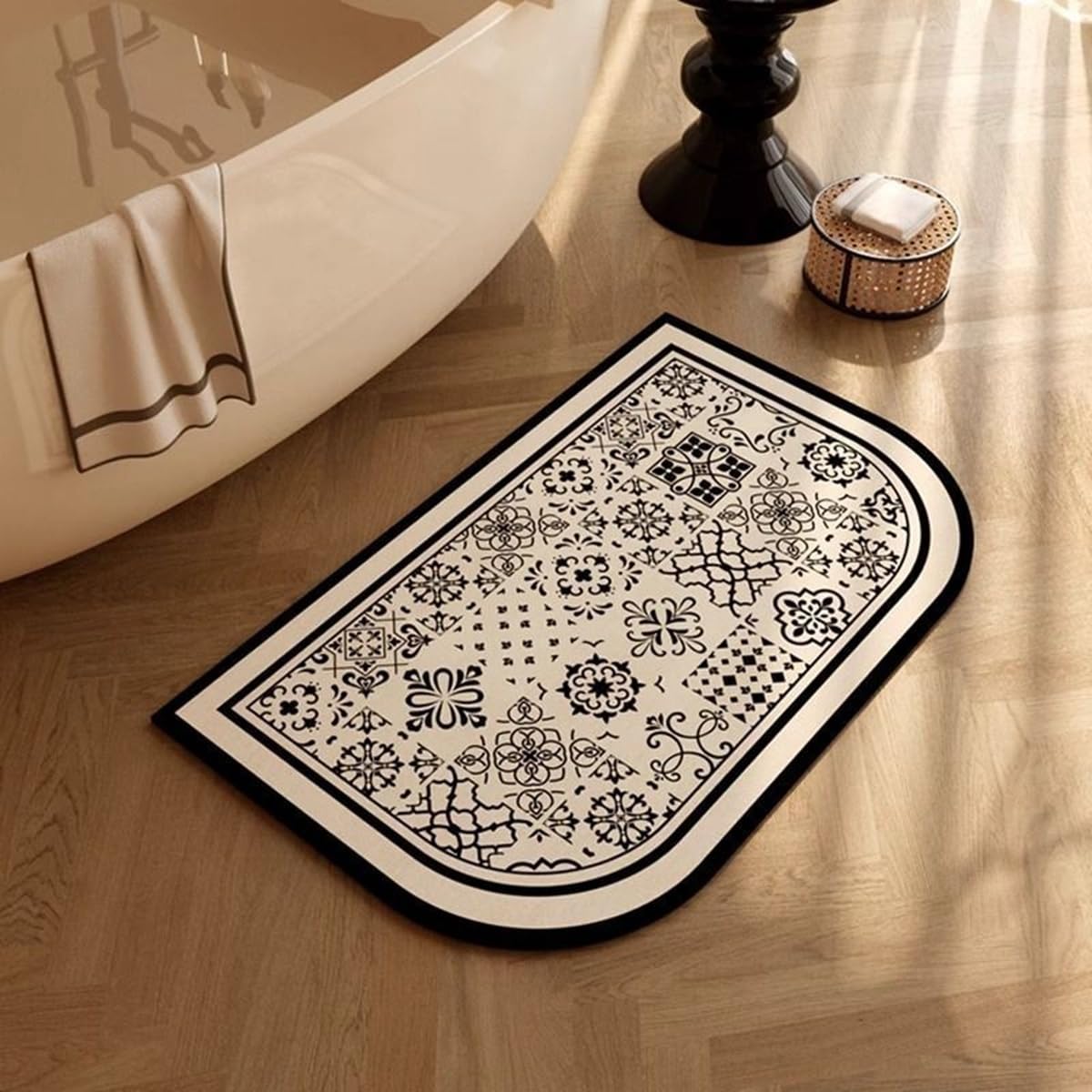 Tapis de Sol Décoratif | Tapis de Bain antidéparant et Doux en Terre de diatomée | Séchage Rapide | Anti Odeur | Fort Pouvoir Absorbant |(D,80x100cm)