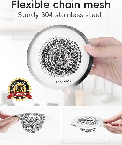 Miniatura 5 de 1 colador de fregadero, malla de cadena flexible, fácil de limpiar, colador de drenaje para fregadero de cocina, colador de fregadero de acero