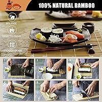 Vista 4 de Kit de fabricación de sushi SmileTools, juego de 22 piezas para principiantes con libro guía, bazuca, cuchillo, estera, cortador de aguacate