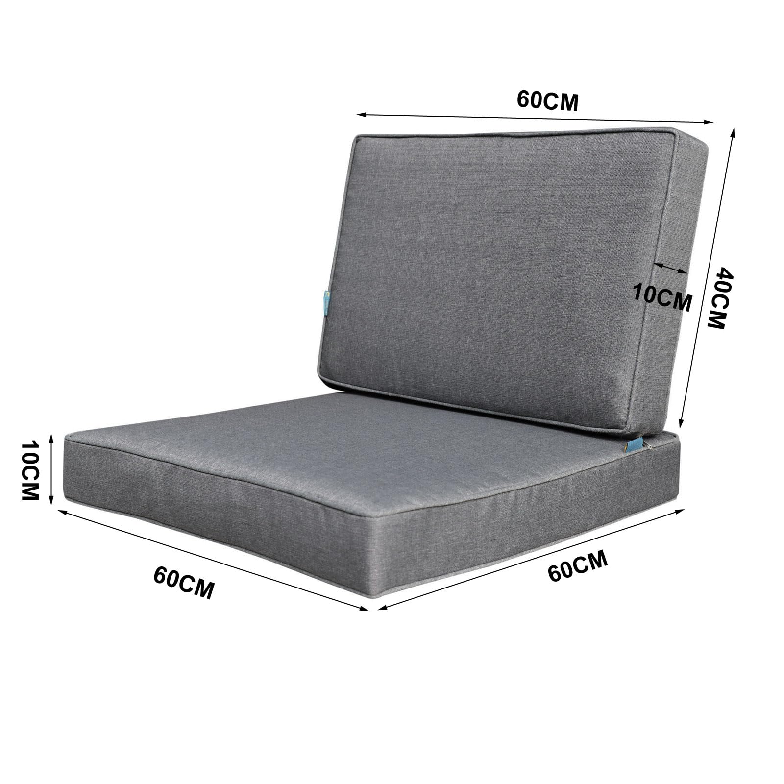 Kissen Set für Rückenlehne Sitz, Sitzkissen Outdoor Sitzpolster Gartenstuhl, Sitzauflage Rattansessel, Outdoor, Auflage, Palettenkissen, Sitzkissen, Rattanmöbel (Dunkelgrau, 60 * 60 * 10)