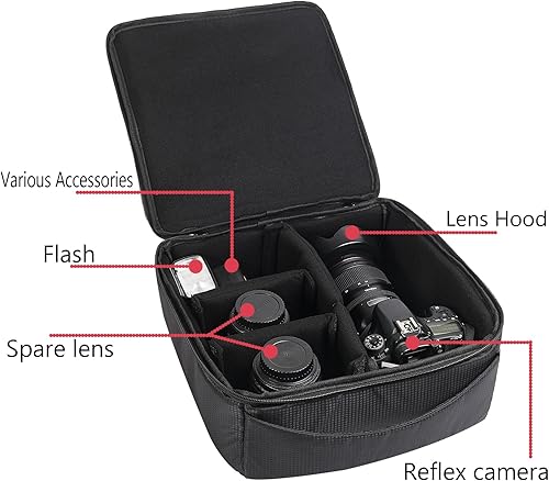 Miniatura 6 de Bolsa de inserción de cámara resistente al agua Estuche para cámara DSLR SLR Versión mejorada y estuche de transporte para almacenamiento de lentes