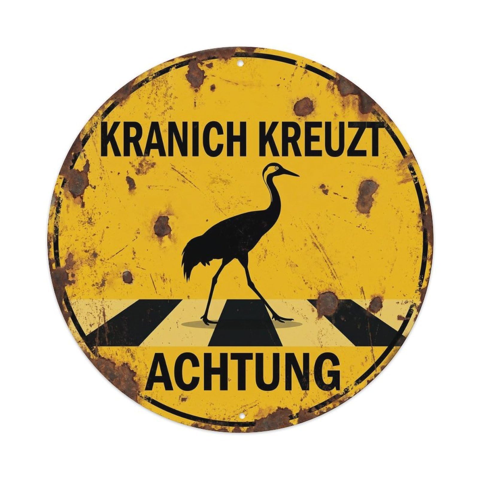 Crane Crossing Achtung Cottage Metal Tin Sign
