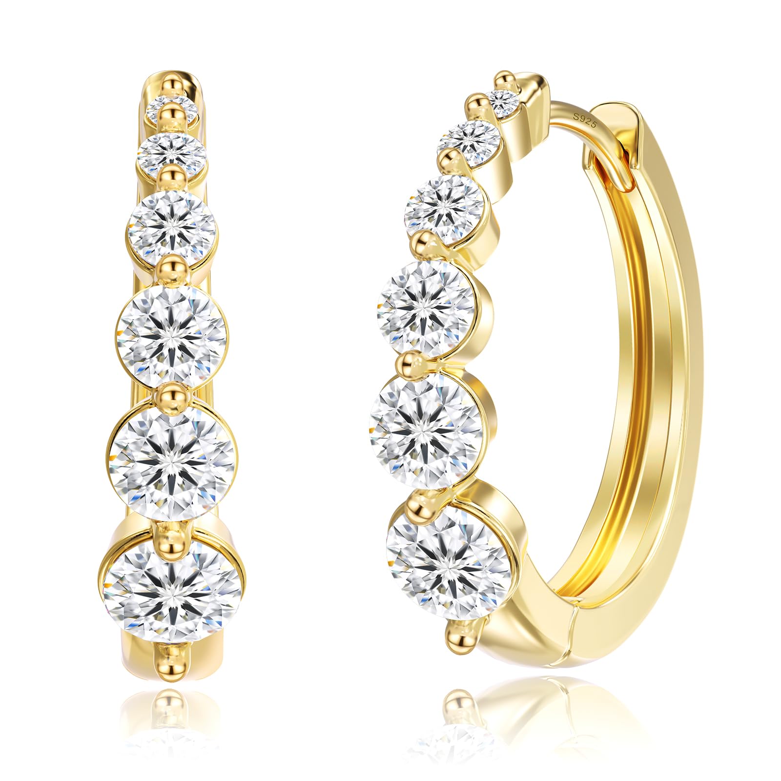 KRKC Ohrringe Silber 925 Creolen Goldene Ohrringe Damen, 11/13/15mm