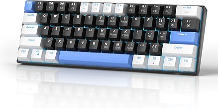 MageGee 60% Mechanical Keyboard, Gaming Keyboard with Red Switches and Sea Blue Backlit, 61 Keys, USB-C, Windows/Mac Compatible