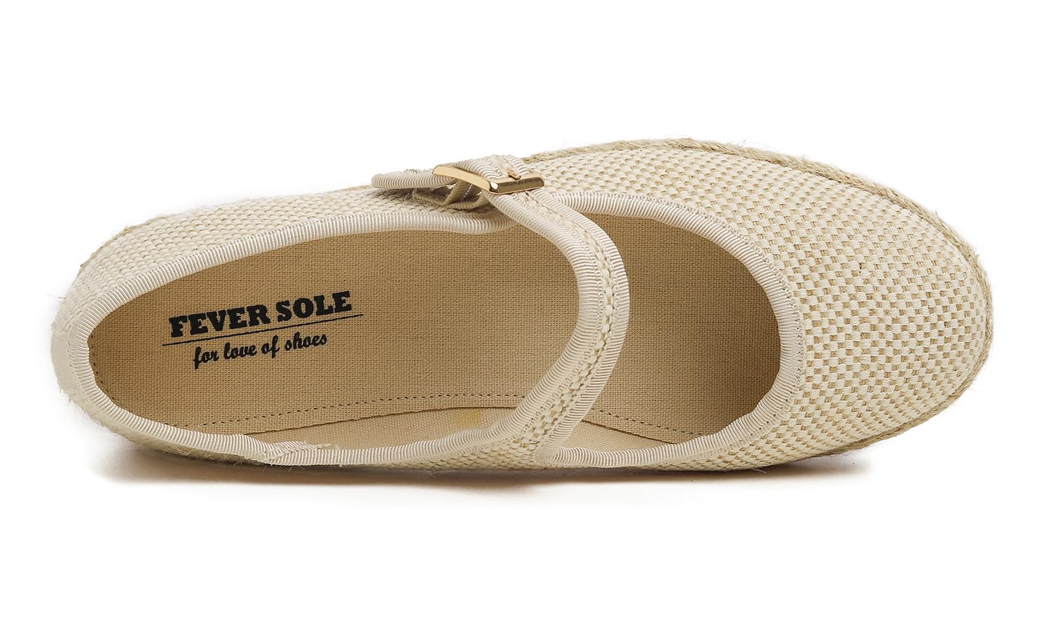 FEVERSOLE Mary Jane Espadrilles confortables à enfiler avec bout fermé et bordure en jute pour femme