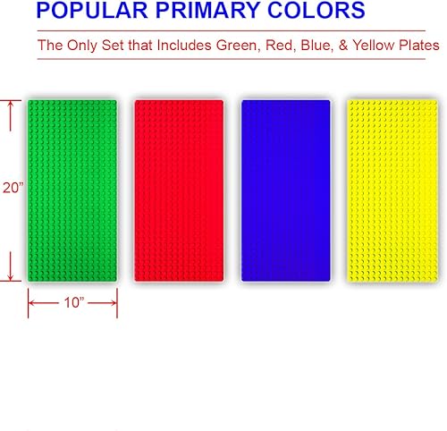 Miniatura 9 de Brickyard Building Blocks Lego - Placa base compatible - Paquete de 4 placas base grandes de 10 x 10 pulgadas para ladrillos de juguete actividades