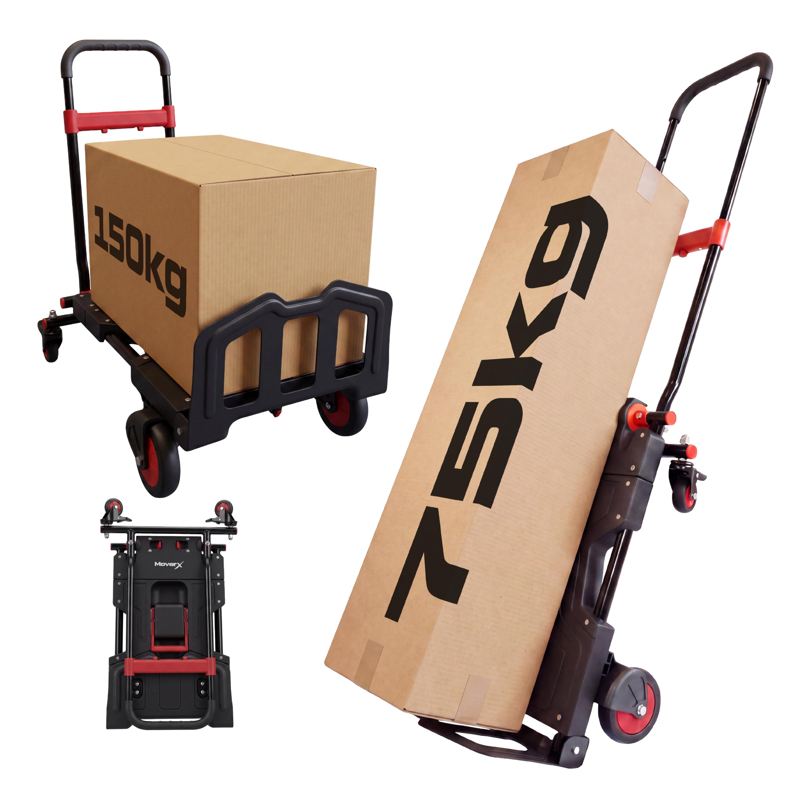MoverX 2-in-1 Folding Sack Truck, Hand Truck & Platform Trolley, 150kg