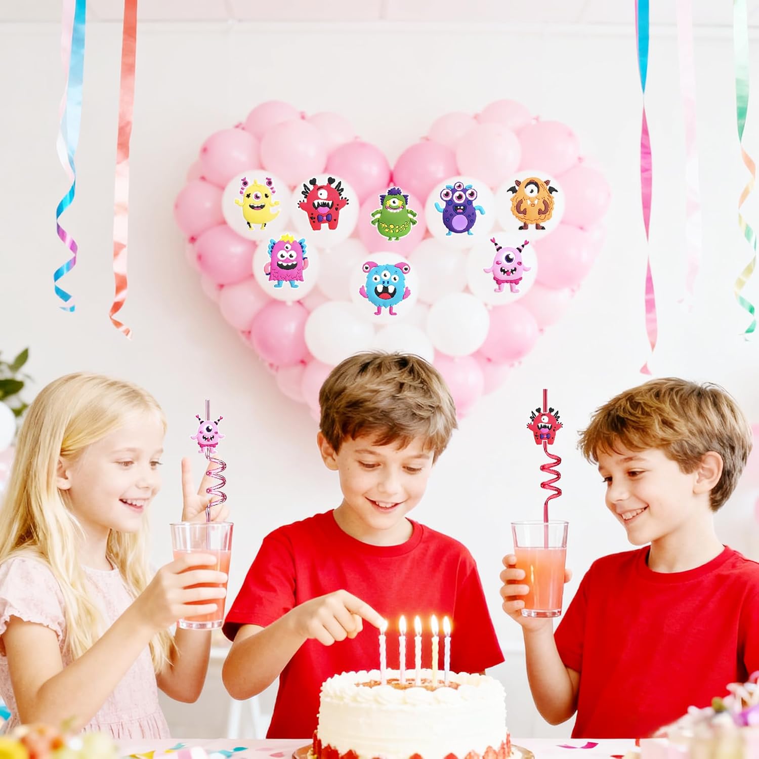 LEDUO Reusable Monster Drinking Straws - 24PCS | School Birthday Party Favors Crazy Silly Straws - Monster Themed Party Supplies - Plastic Beverages Cocktail Straw with Cartoon Decoration - Image 7