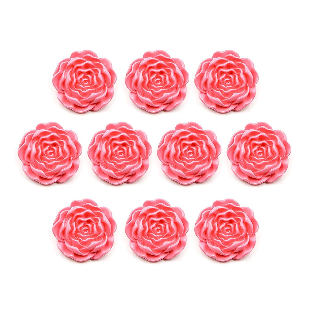Stereoscopic Rose Colorful Buttons Elegant Style Fasteners, Pack of 10(30mm)