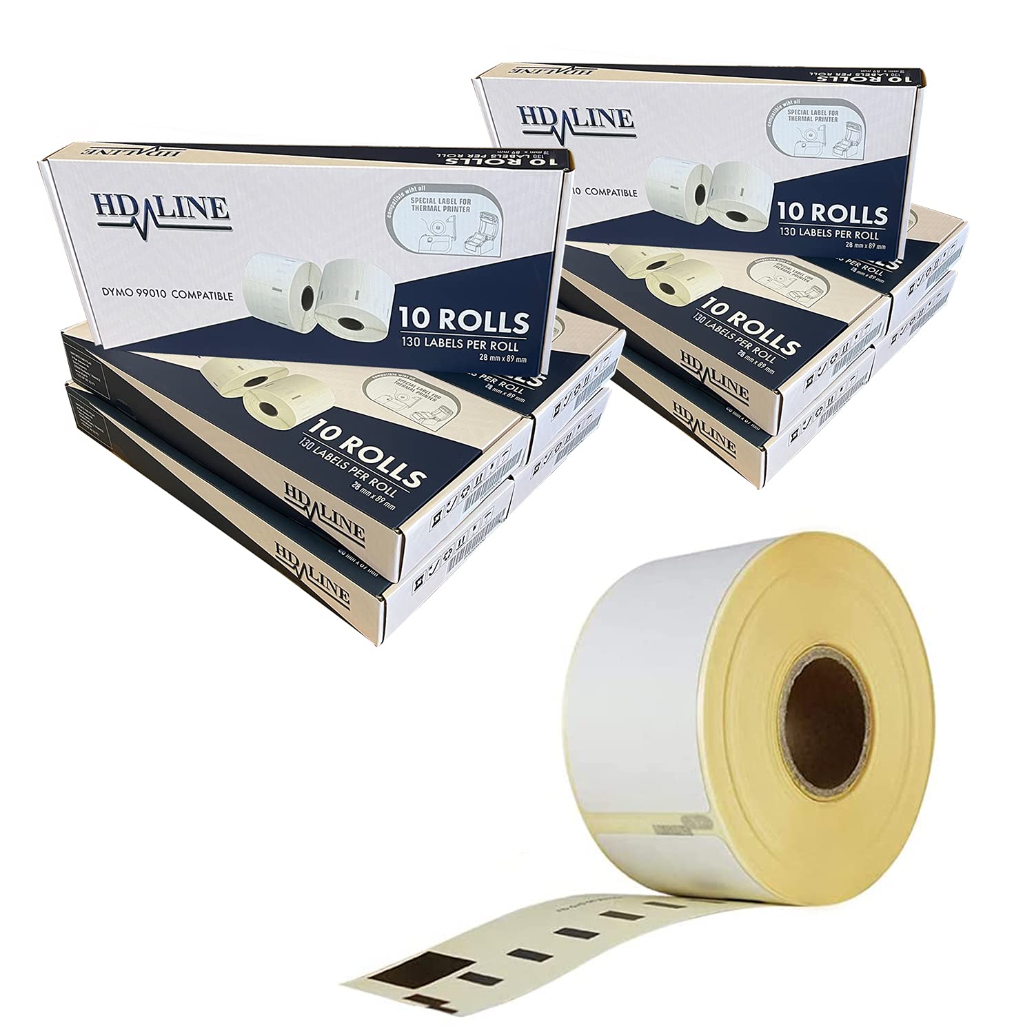 LEYF Etiketten für Dymo Labelwriter 99010 S0722370 89X28 mm 100 Rolle Pack Etiketten x 130 St. Je Rolle =13000 Etikette,Adressetiketten,Selbstklebend,Kompatibel für Dymo & Se 100X 99010