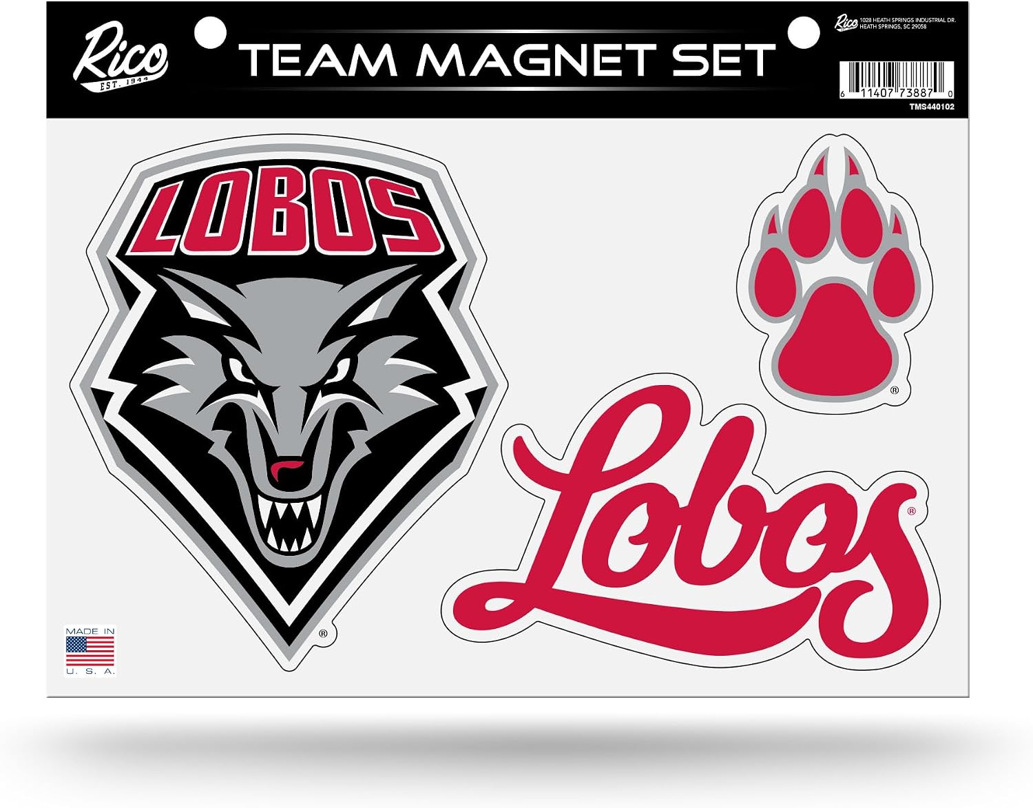 Rico Industries NCAA New Mexico Lobos Team Magnet Set 8.5" x 11" - Home Décor - Regrigerator, Office, Kitchen