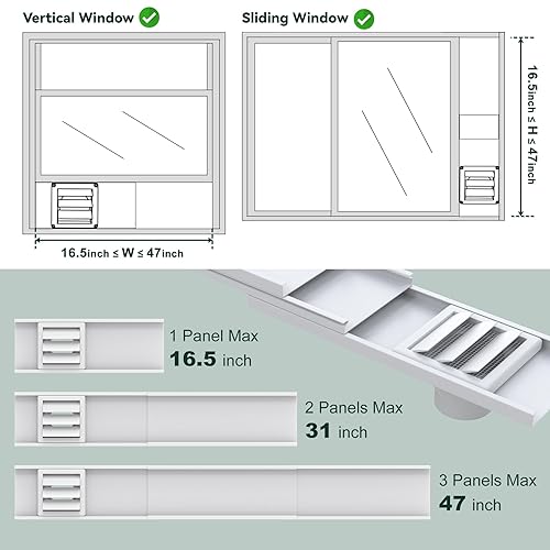 Miniatura 3 de Flehomo Kit de ventilación de ventana para manguera de 3 y 4 pulgadas de diámetro, incluye cubierta de ventilación con solapas de cierre automático,