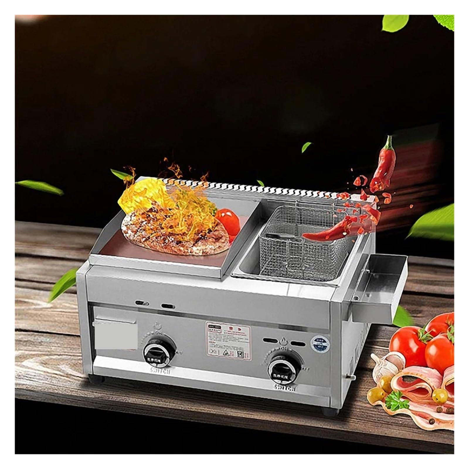 Macchina For Friggitrice A Gas Commerciale, For Calamari, Cottura Oden Sicurezza Facile Da Pulire