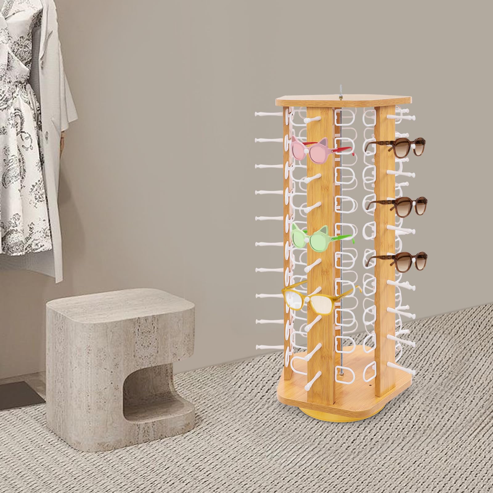 Soporte de exhibición para Gafas de Sol, 50 Pares, Organizador de Gafas de Sol y Gafas con rotación de 360°, Colgador de Gafas para exhibición Comercial en mostrador, 13.8 * 29.1 pul