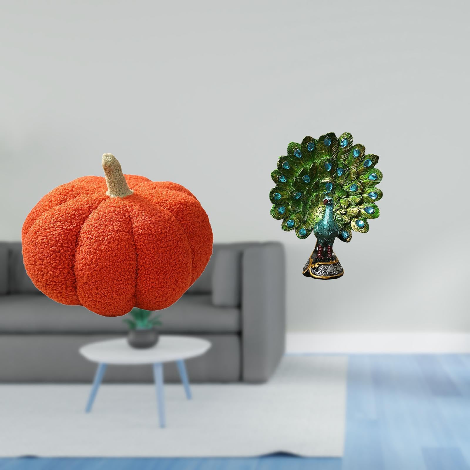 SECRET DESIRE Halloween Pumpkin Pillows Plush Decorative Sofa Cushion for Bedroom Room Decor Peacock Statue Animal Sculpture Collection Elegant Tabletop Ornament for Office Living Room Bookshelf Home-image-25