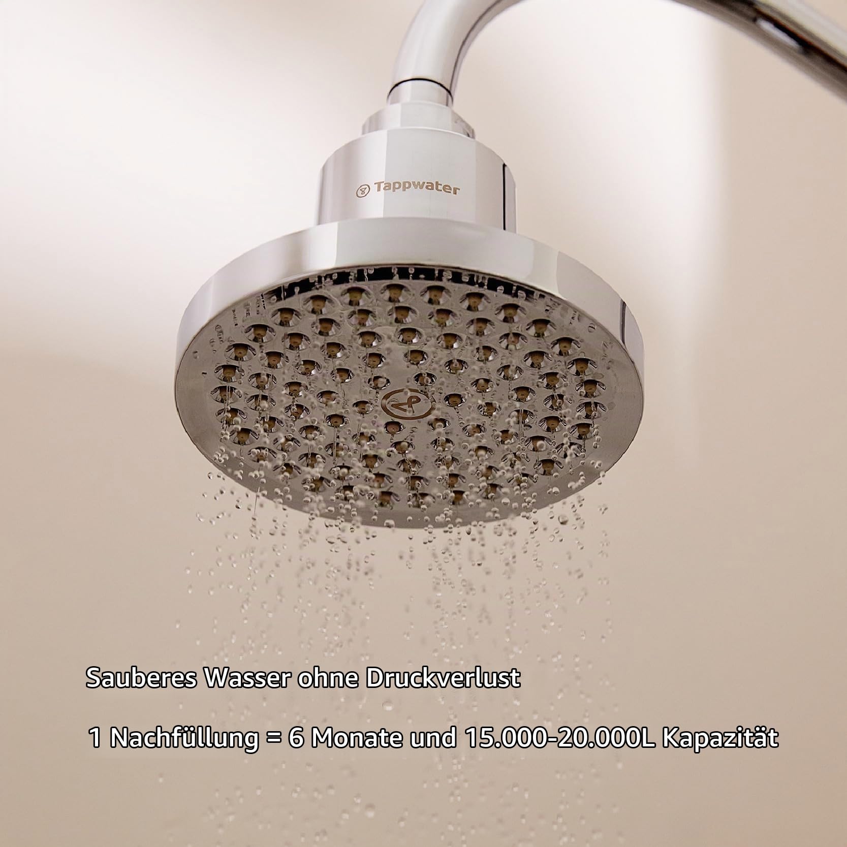 Tappwater ShowerPro Rain SMR – Duschkopf mit Filter. Entfernt 70+ Stoffe. KDF-55 & SMR-Technologie. Für hydratisierte Haut, kräftiges Haar. Hält 6 Monate oder 15.000–30.000 Liter.