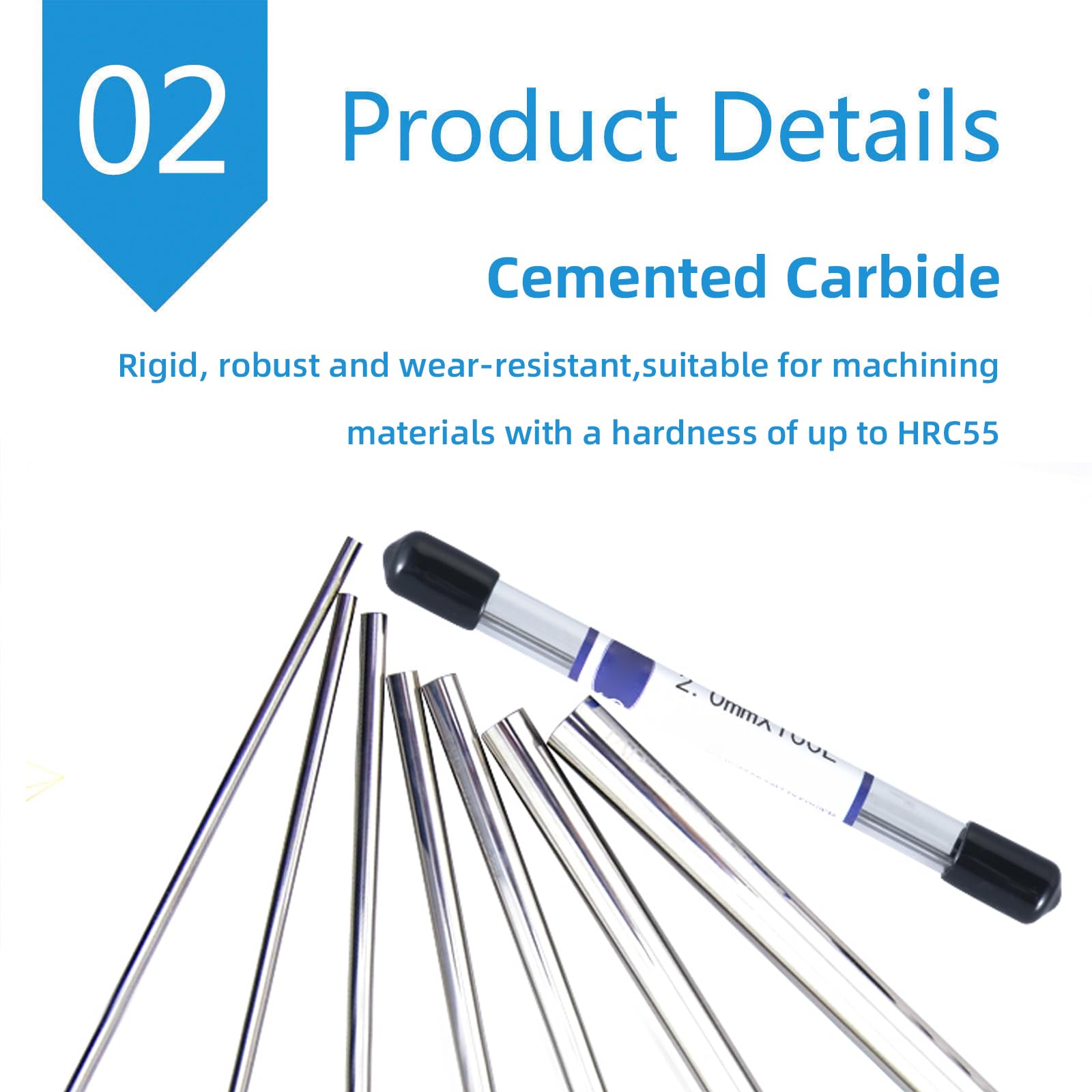Barra tonda in carburo di tungsteno YG8 diametro 3 mm lunghezza 150 mm per lavorazioni meccaniche di precisione