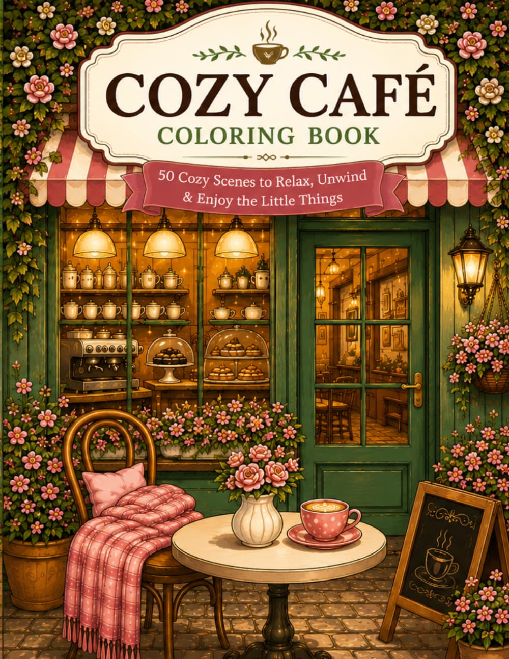 Cozy Café Coloring Book: 50 Cozy Café Scenes to Relax, Unwind & Enjoy the Little Things (Cozy Spaces Coloring Books)