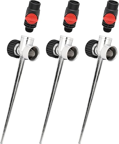 Eden 96998 12 pulgada de flujo de zinc para aspersor de césped (3 unidades), los cabezales de aspersor se venden por separado