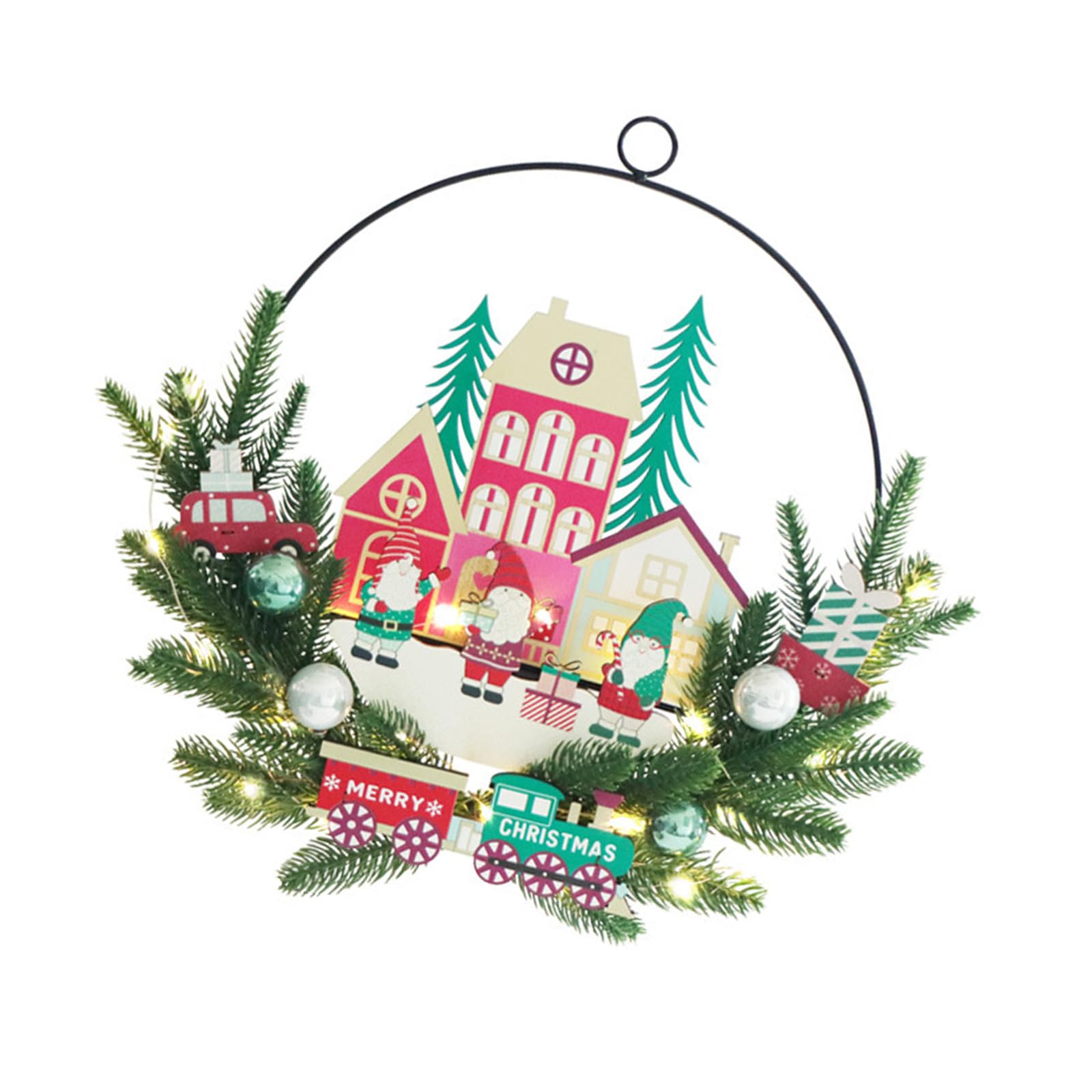Papá Noel, placa de madera, guirnalda iluminada con LED, decoración de puerta, decoración para Navidad, fiesta, decoración del hogar, decoración interior y exterior