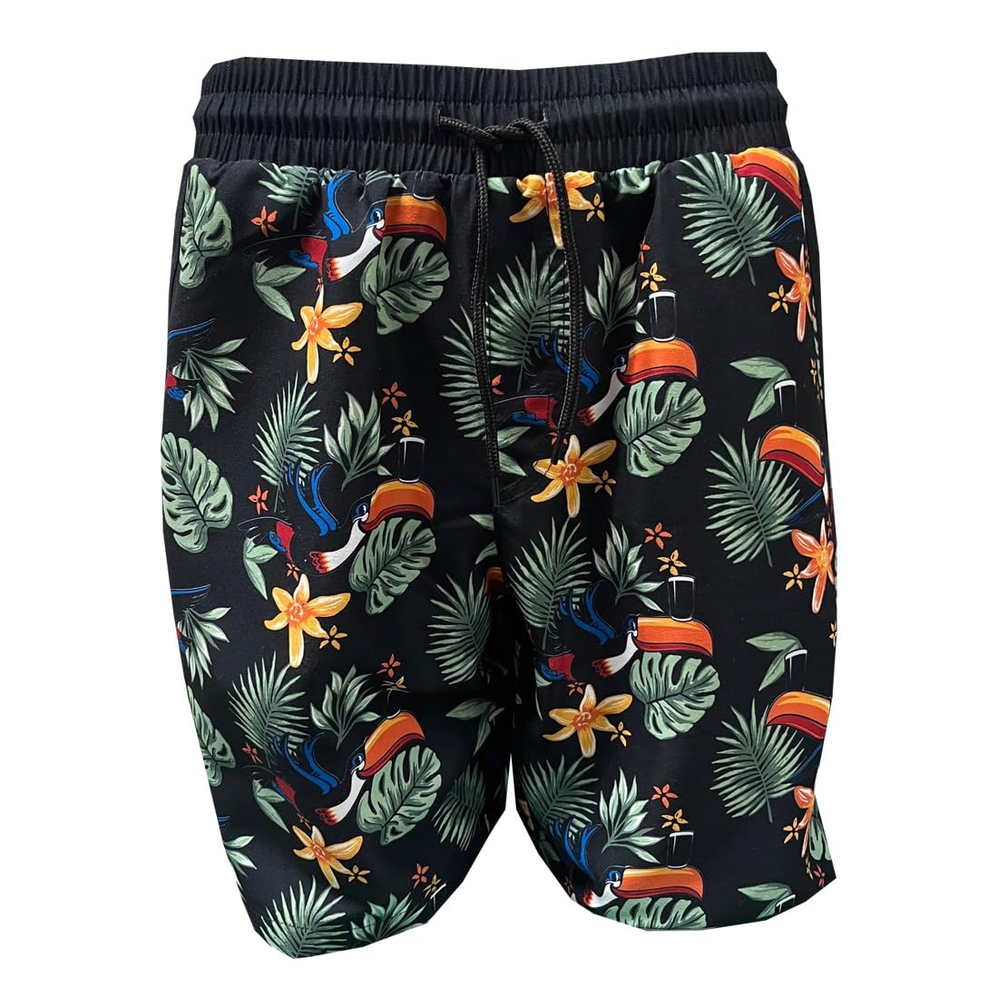 Traditional Craft Limited Unisex Black Guinness Toucan Hawaiian Swim Shorts (Uk, Alpha, M, Regular, Regular, )