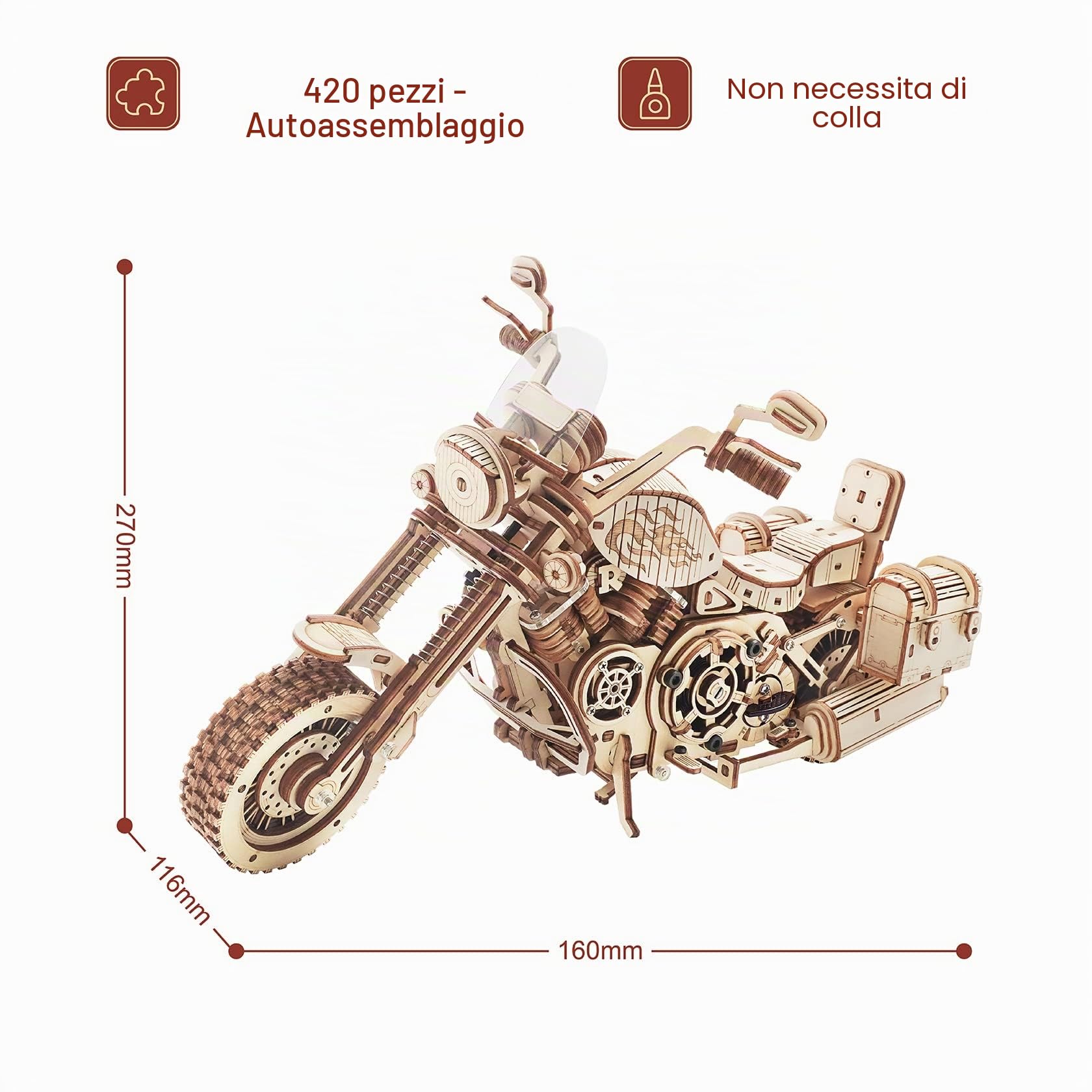 ROBOTIME LK504 Moto Puzzle 3D Modelli In Legno Kit Da Costruire Per Adulti Bici Meccanica Fai-Da-Te Veicolo In Movimento Modello In Scala Costruzione Regalo Di Compleanno