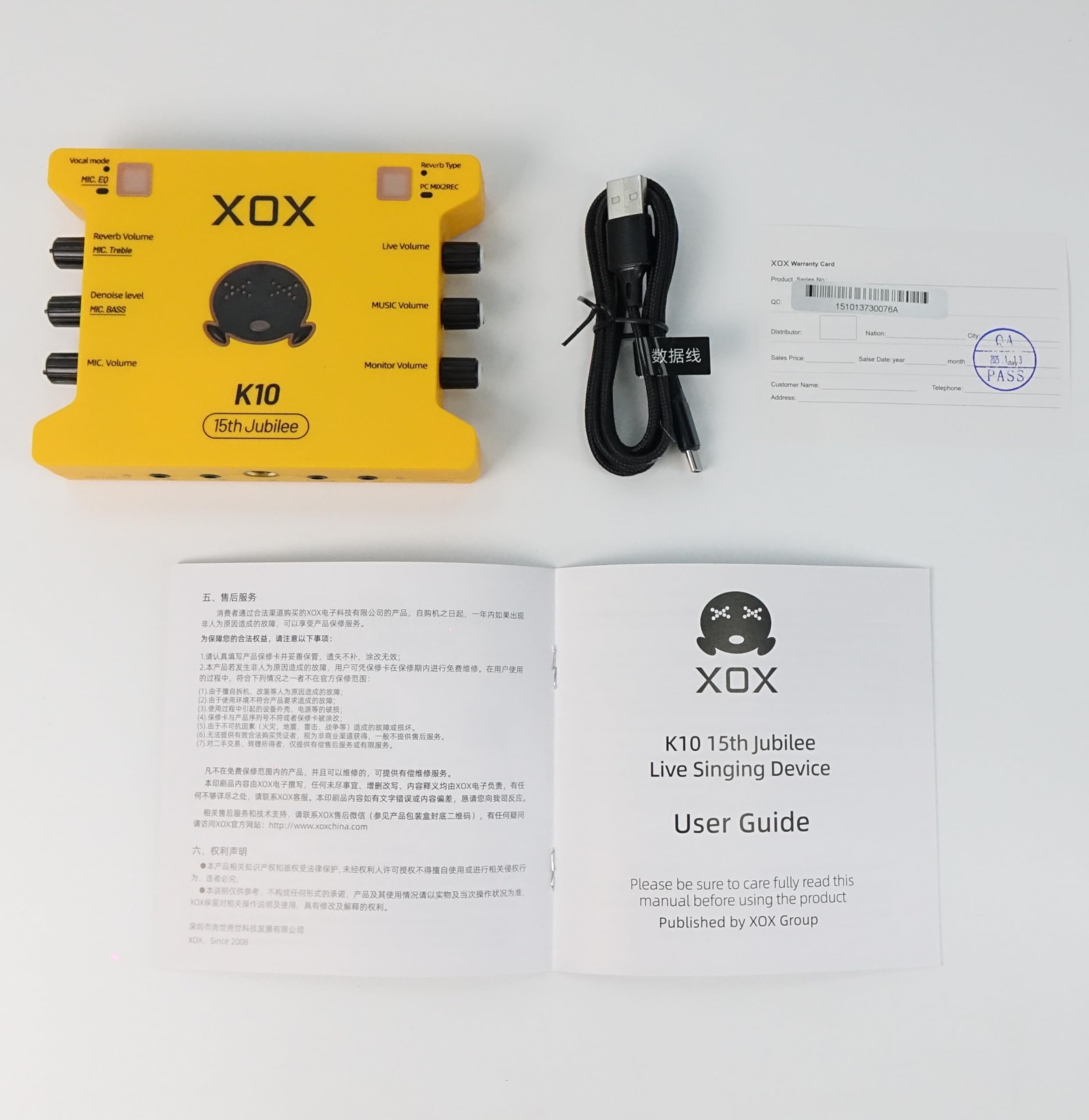 XOX K10 live streaming audio interface for gaming recording bubbing teaching and k song. Stream sound card with 3.5/6.5 microphone,bluetooth and wireless OTG connect?yellow?