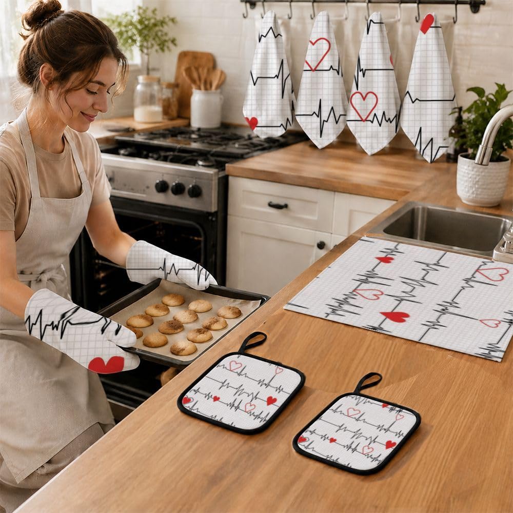 9PCS Lovely Heartbeat Cucina Decor e Accessori Set