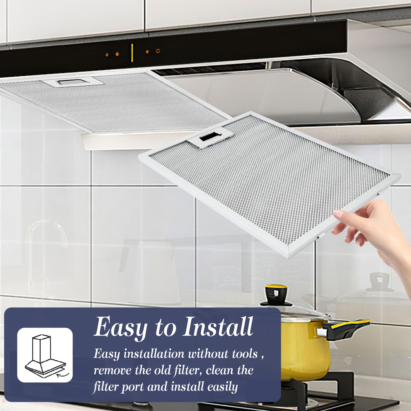 Filtro Per Cappa Da Cucina In Alluminio 300x400 Mm - 5 Strati Antigrasso, Ricambio Universale Per Cappa