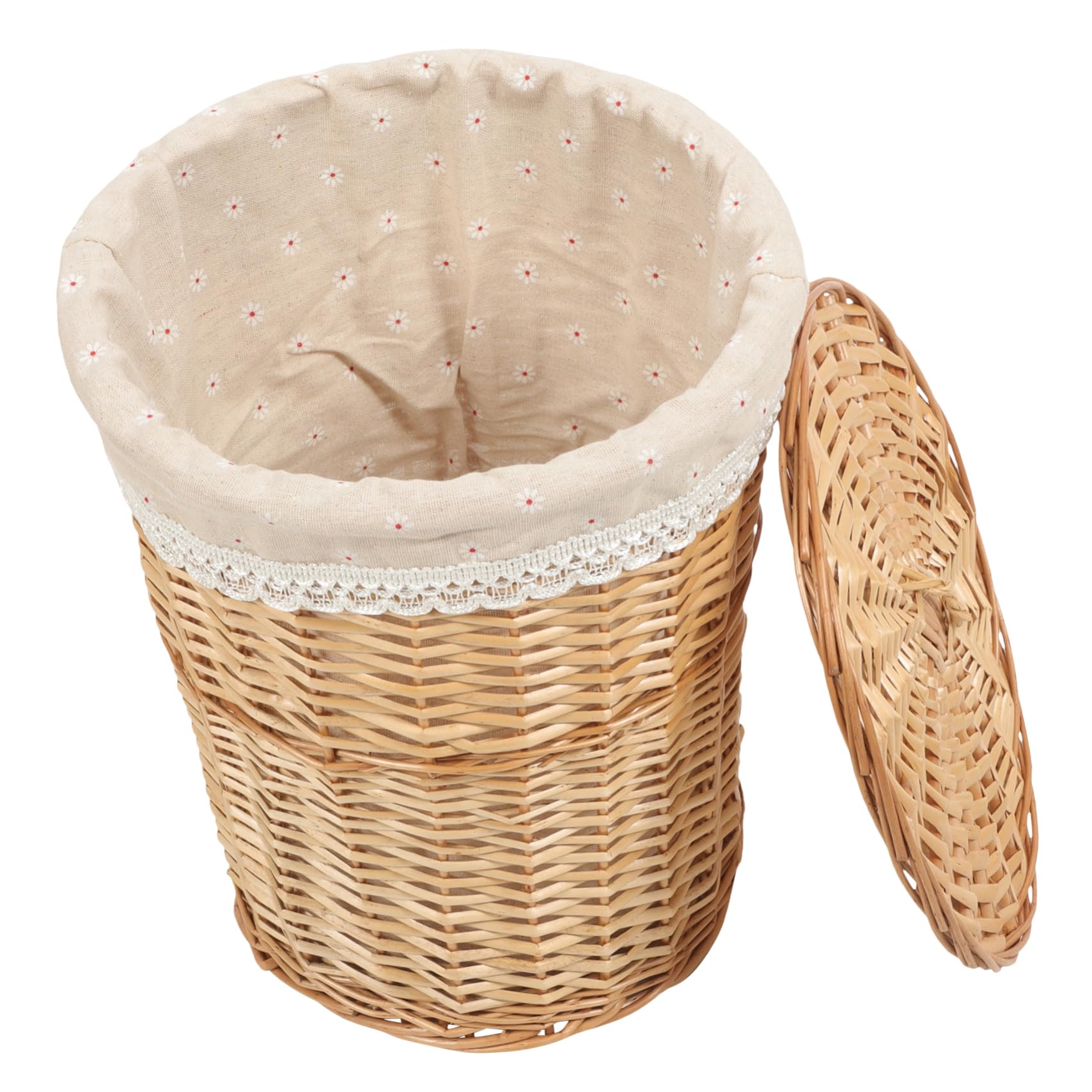PRETYZOOM Cesta para Ropa Sucia Tejida a Mano 45x30x35 Cm Material Natural Color Original Tapa Cesta Organizadora para Hogar Lavandería y Baño