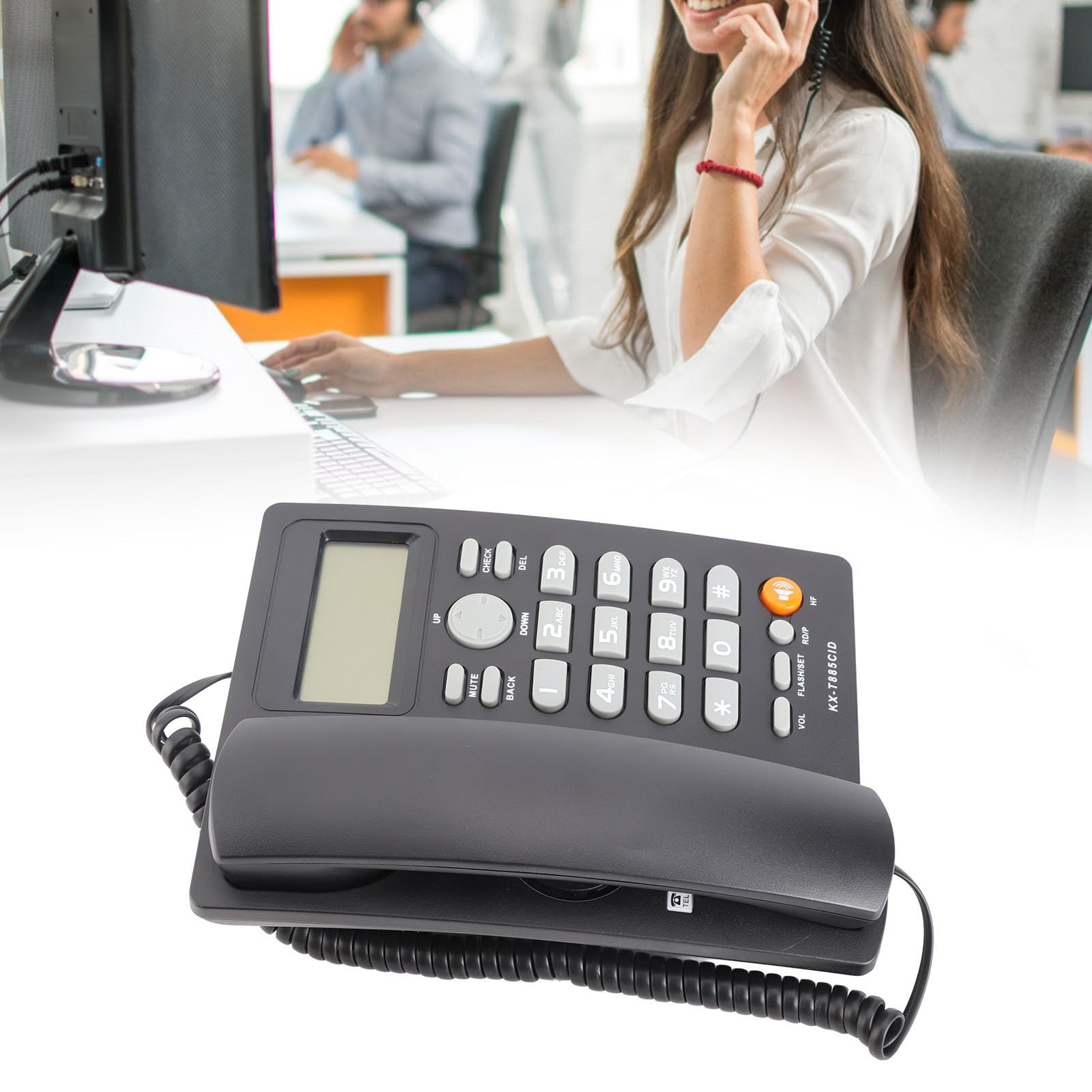 Schnurgebundenes Telefon, Tischtelefon mit Anrufer-ID Kurzwahl-Stummschaltfunktion, Freisprechen, Desktop-Festnetztelefon für Home Hotel Office(Schwarz)