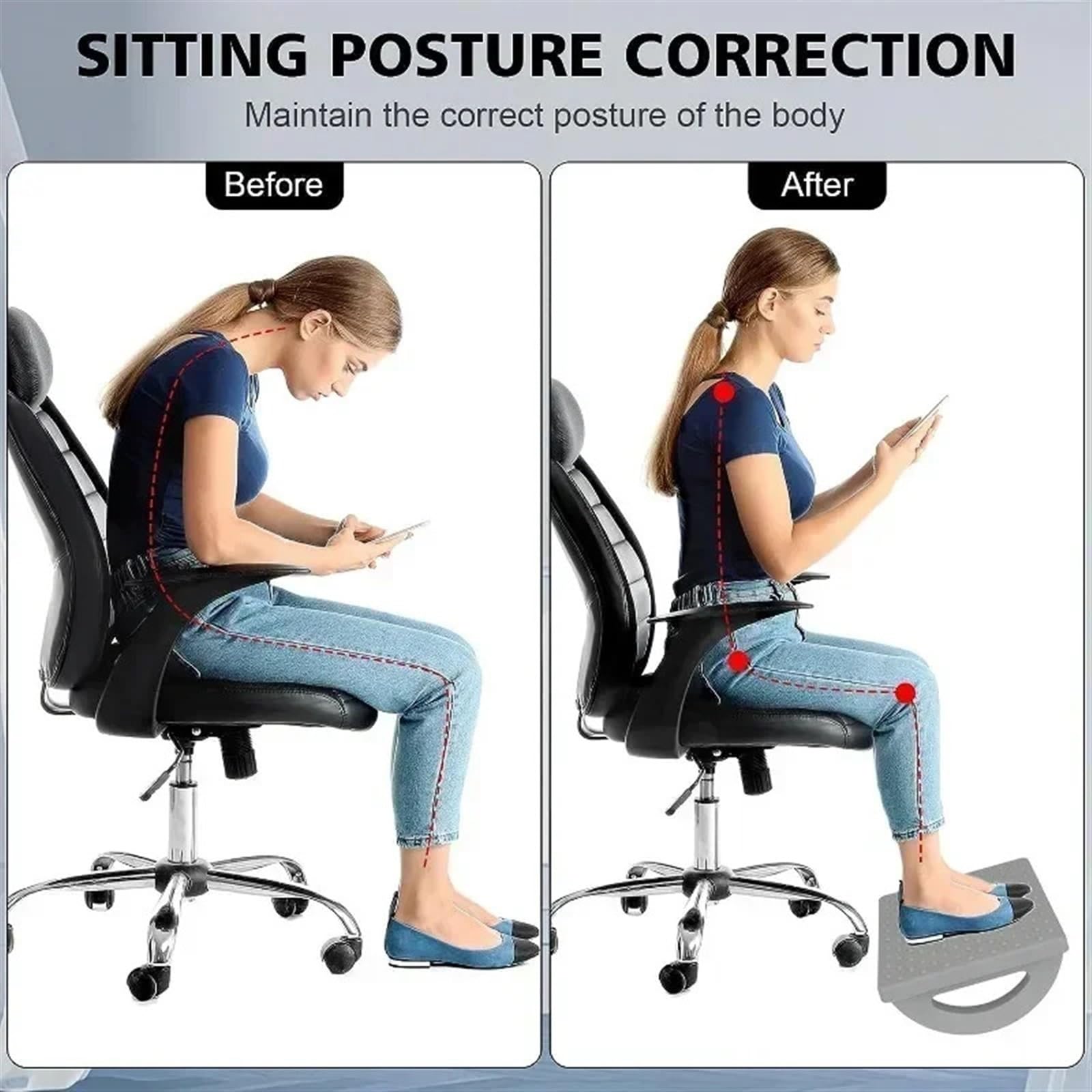 Podnóżek biurowy pod biurko, Podnóżek pod biurko do masażu Home Office szary czarny(Gray)