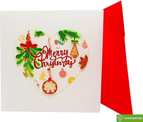 Miniatura 4 de Tarjeta de Navidad Quilling Colección 3D  Tarjeta de felicitación única dedicada hecha a mano, diseño para todas las ocasiones (Santa Claus Climbing