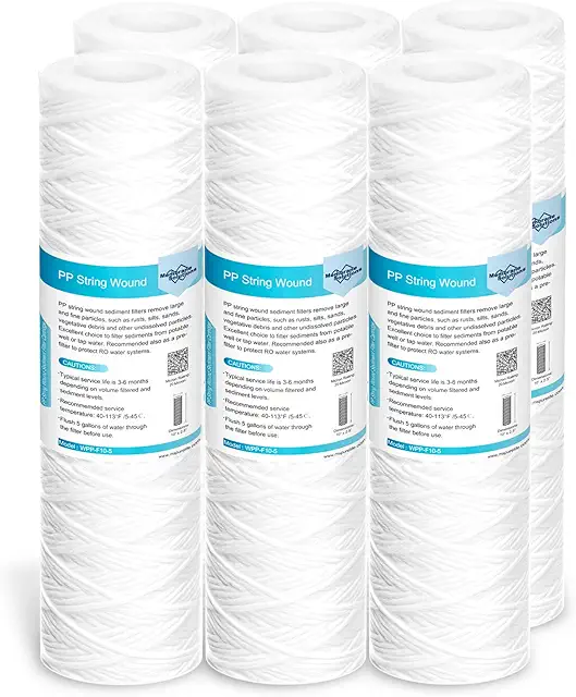 Cartouche filtrante à sédiments 20 microns 10 pouces, lot de 6 pour filtration d'eau