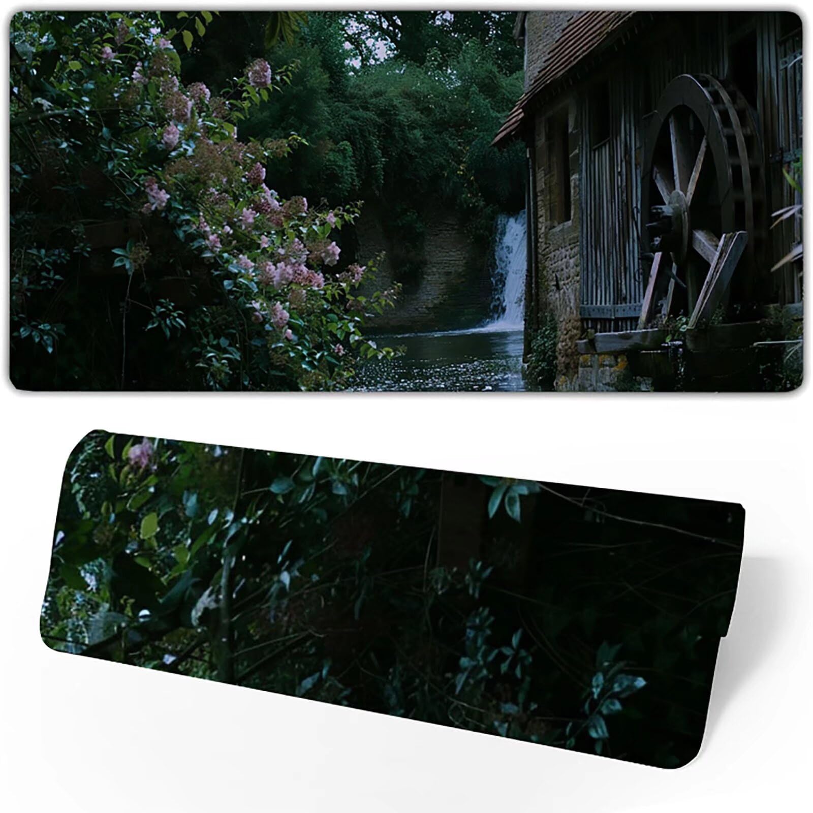 Zielona podkładka pod mysz z kwiatami XXL 1400 x 600 x 3 mm podkładka pod mysz do gier akcesoria biurowe, zmywalna, antypoślizgowa guma, wysoka precyzja i szybkość, pod biurko ręczne dla gracza 2-G-9