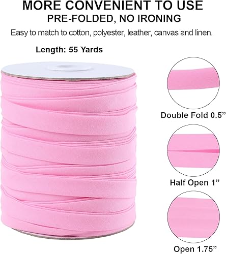 Miniatura 64 de Cinta al bies de doble pliegue de 1 pulgada, cinta de encuadernación bies de doble pliegue de 55 yardas (marrón) y 4 tizas de tela de costura