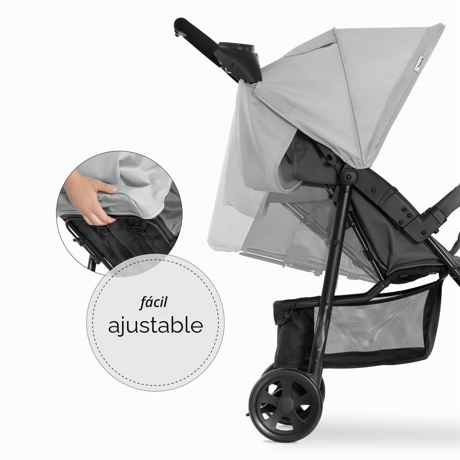 hauck Citi Neo 3 Silla de Paseo Ligera 3 Ruedas hasta 22 Kg con Pack de Accesorios XXL - Carrito Bebé con Volante de Juguete Protector de Lluvia y Mosquitera - 7,5 kg Reclinable y Plegable - Gris
