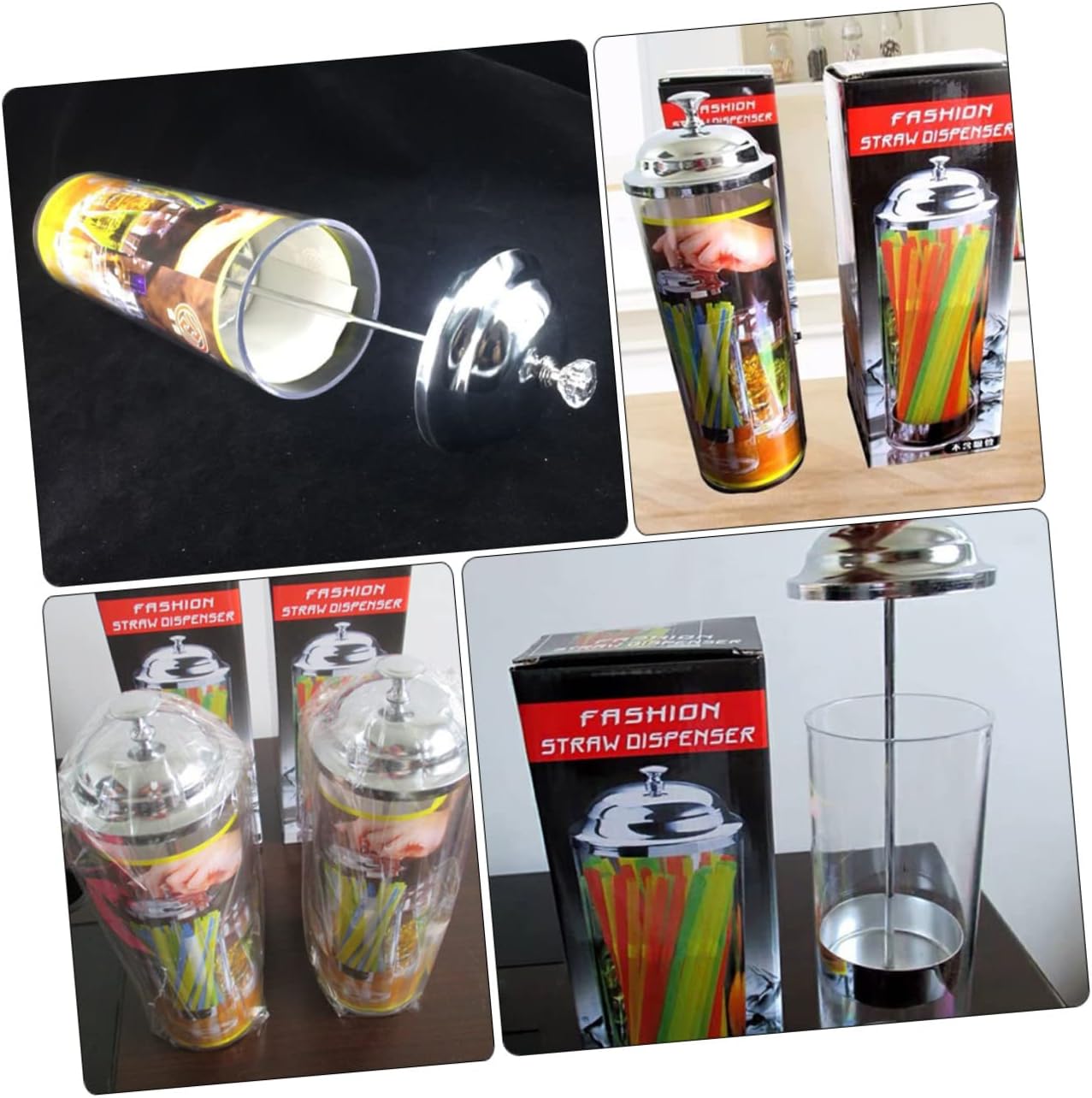 Plastic Straw Storage Bucket Multi Use Holder for Home Kitchen Dining