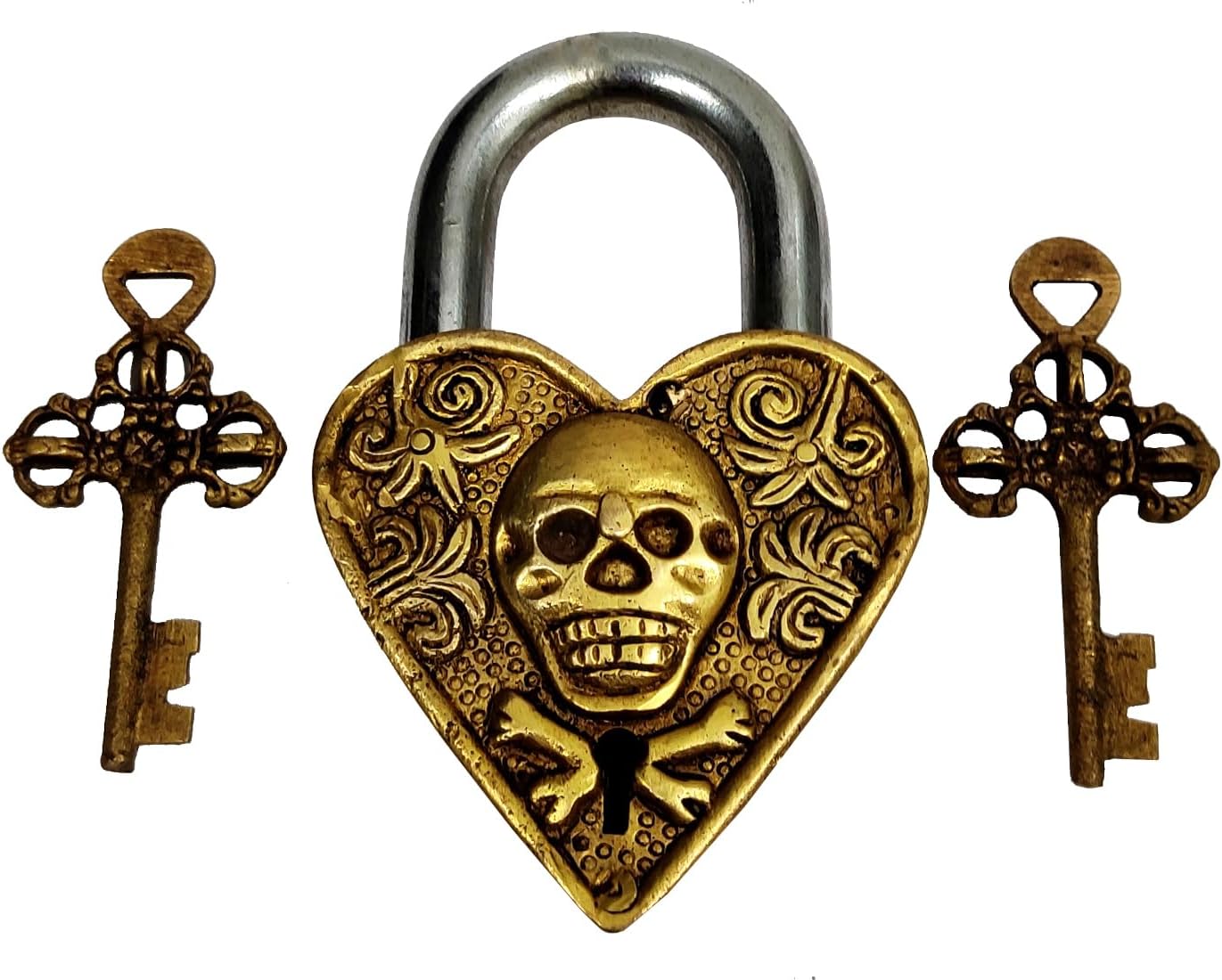 Purpledip Brass Padlock: Pirate Heart (11423)