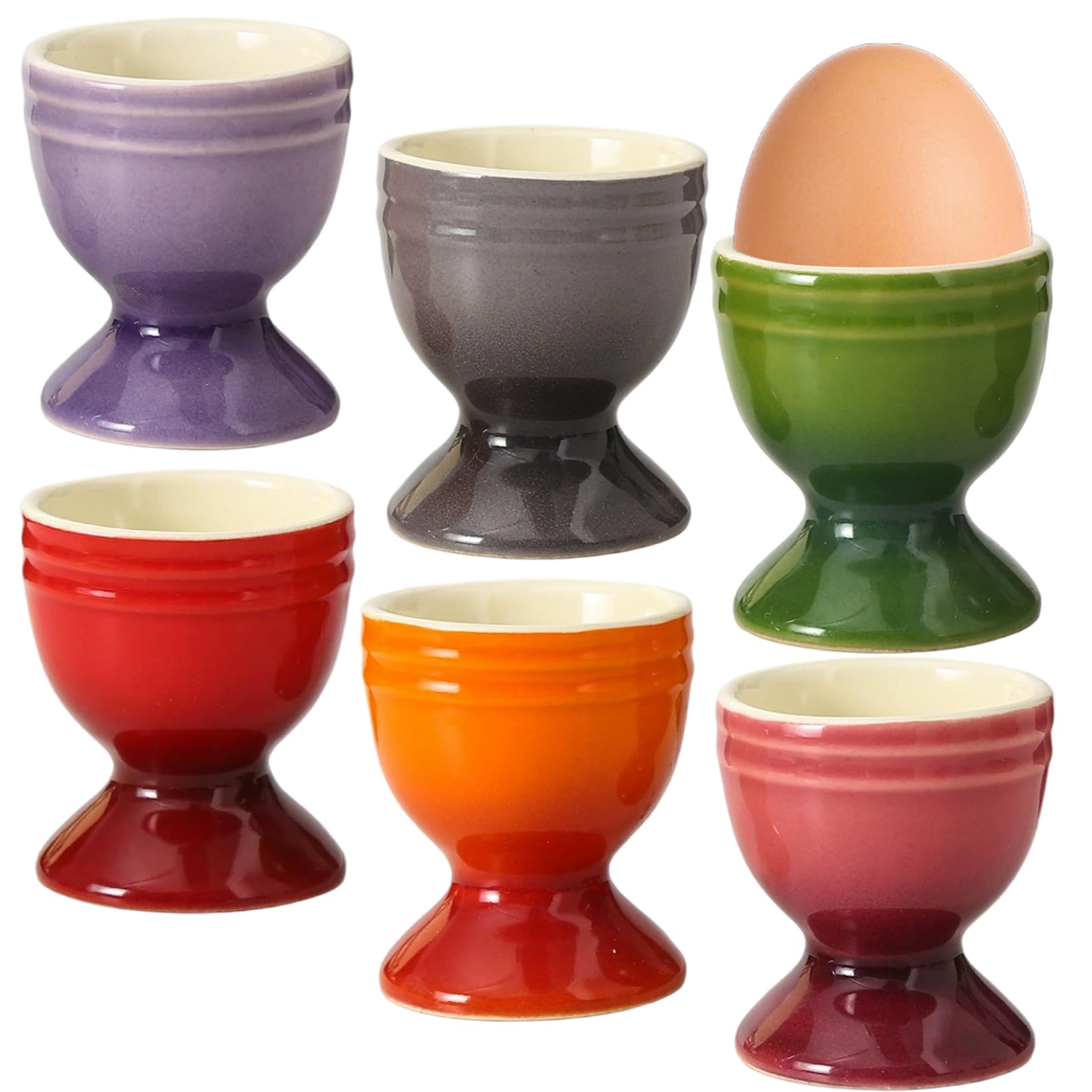 Lot de 6 coquetiers en céramique antidérapants pour œufs à la Coque, Organiseur de Rangement Pâques pour œufs à la Coque, Petit déjeuner, Brunch, fête 6, x 2 cm