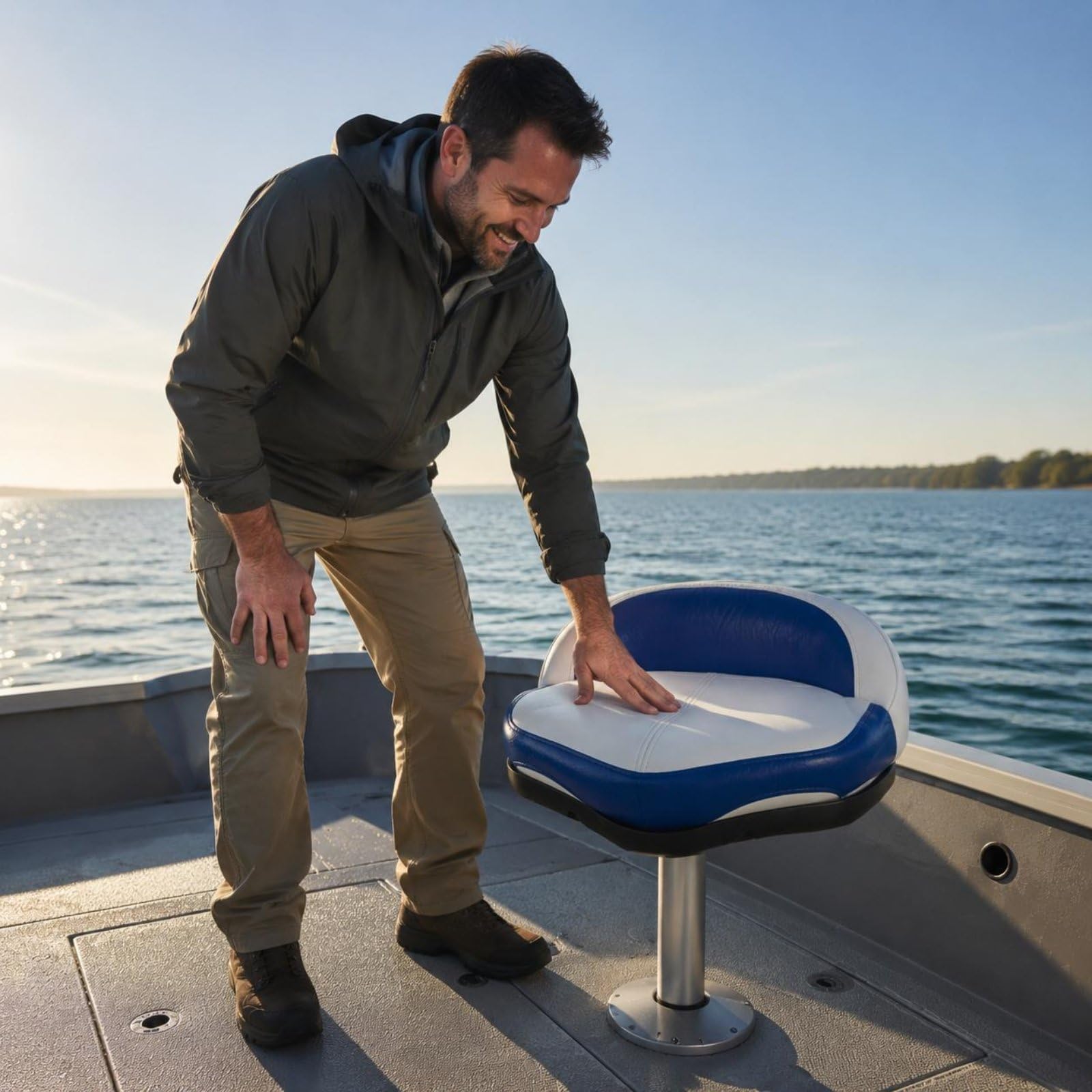 Sedile da Barca Esterno Impermeabile Poltrona per Pesca Trapuntata Forma Compatta Design Salvaspazio Materiali Durevoli Adatto per Pesca con Amici, color to 1