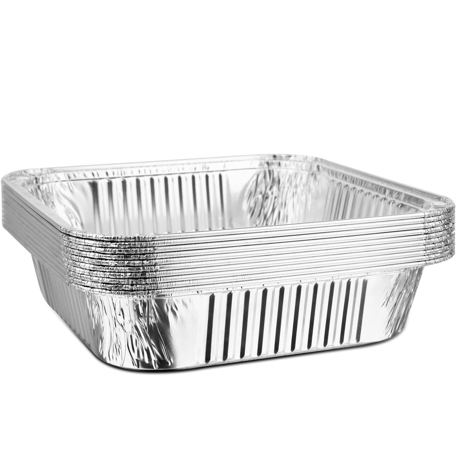 Jednorazowe naczynia kuchenne Aluminiowy garnek 8x8 cali z pokrywką - Garnek folii aluminiowej Nadaje się do gotowania, imprez, pieczenia ciast, domowego chleba i(Without Lids,100pcs)