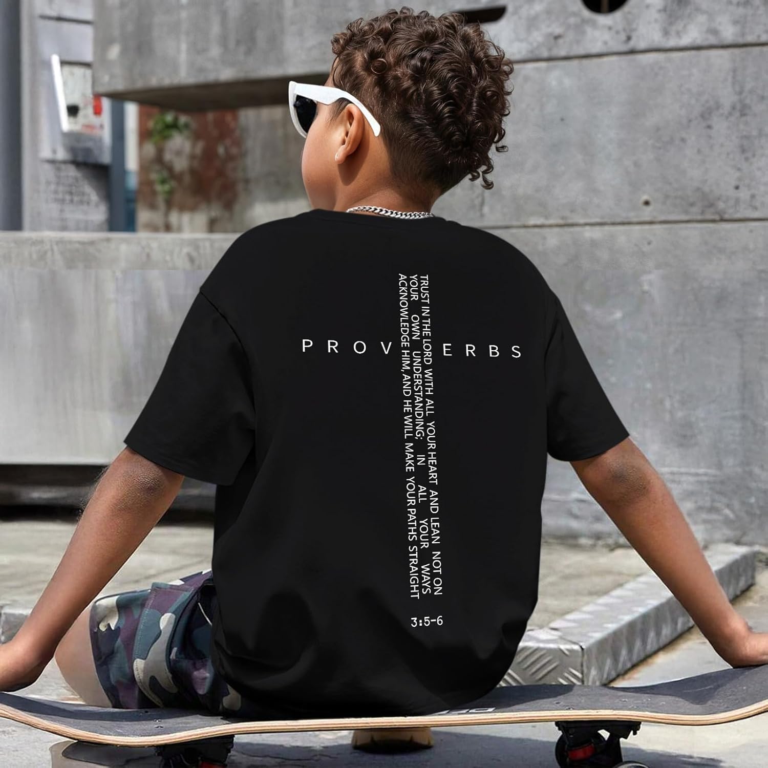 BeWithYou Kids Christian Shirts Boys Vintage Religious Faith Jesus Shirt Inspirational Bible Verse Cross Graphic Tee Tops - Image 3