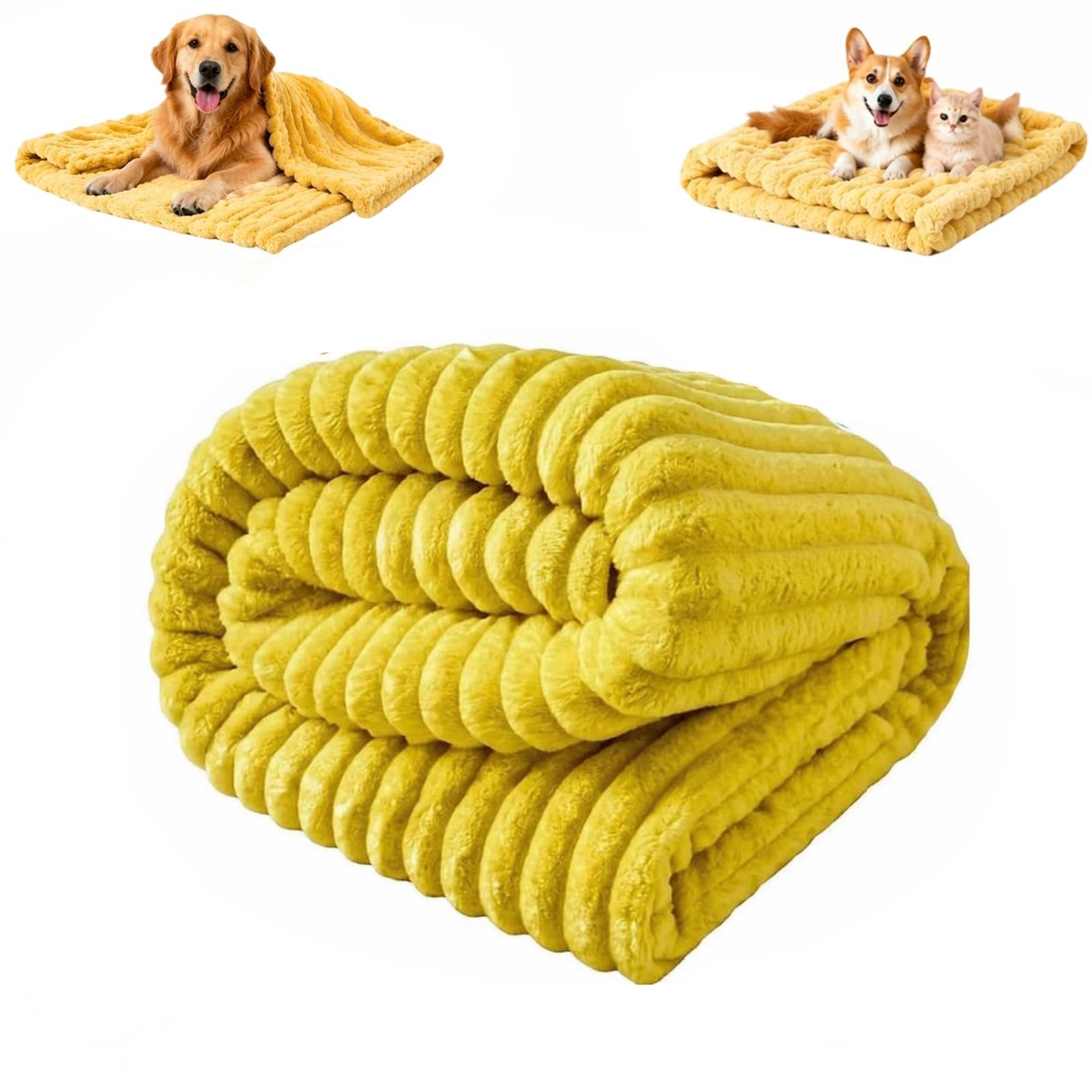 HFDHD Emotional Support Blanket Yellow,2026 New Calming Blanket for Dogs,Soft Faux Rabbit Fur for Dogs and Cats,Soft and Comfortable for Indoors Sofa (Yellow,M)