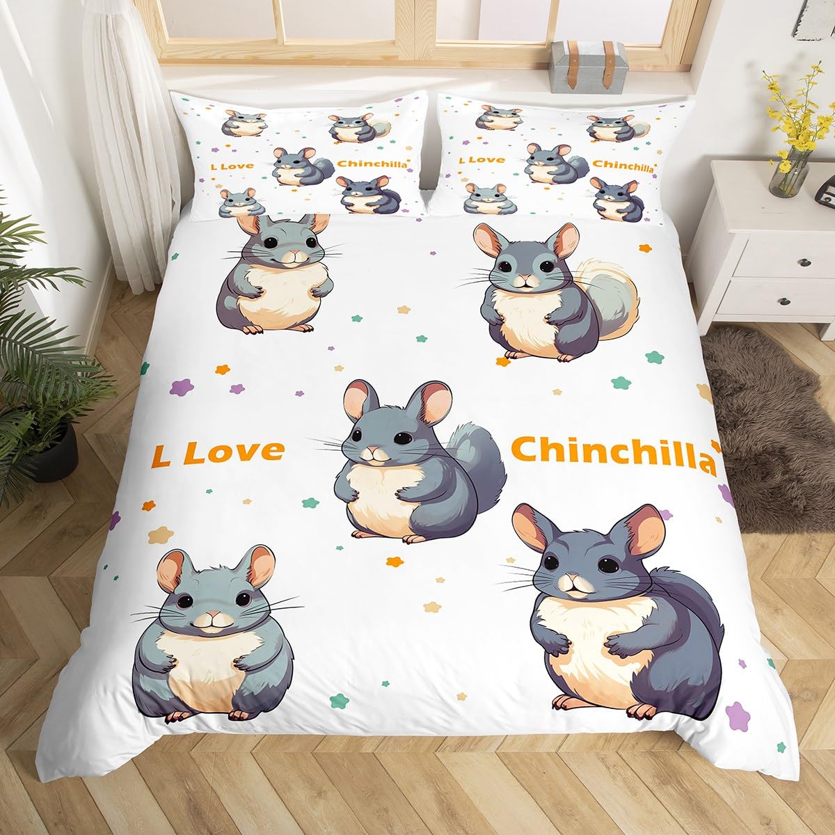 Housse de couette chinchilla idée cadeau anniversaire garçon fille